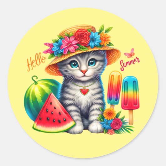 Schattigeste hallo kat ronde sticker (Voorkant)