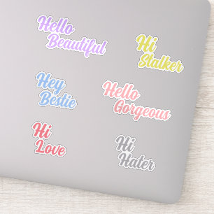Schattigeste Hallo kleurrijke hi / frases typogra Sticker