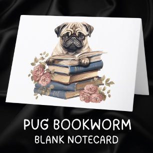 Schattigeste Hallo Pug Dog Boeken lezen Kaart