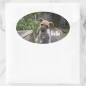 Schattigeste Hallo puppy ovale Stickers (Tas)