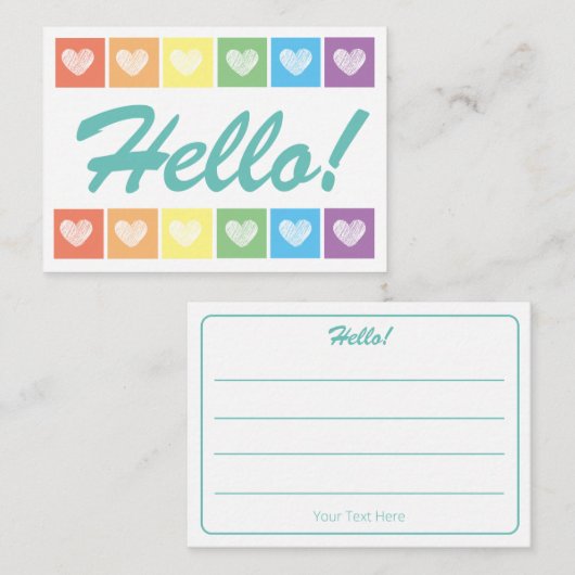 Schattigeste Hallo regenbooghart Notitiekaartje (Voorkant / Achterkant)