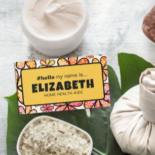 Schattigeste Hallo retro bloemen Naambadge