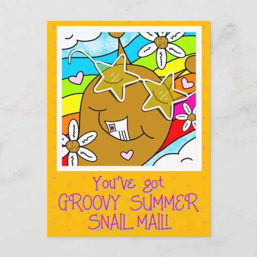 Schattigeste Hallo Snail Groovy Summer Mail Briefkaart (Voorkant)