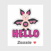 Schattigeste Hallo vleermuis met tekst Sticker (Vel)
