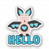 Schattigeste Hallo vleermuis met tekst Sticker (Voorkant)