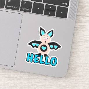 Schattigeste Hallo vleermuis met tekst Sticker