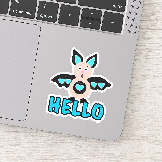 Schattigeste Hallo vleermuis met tekst Sticker (Detail)