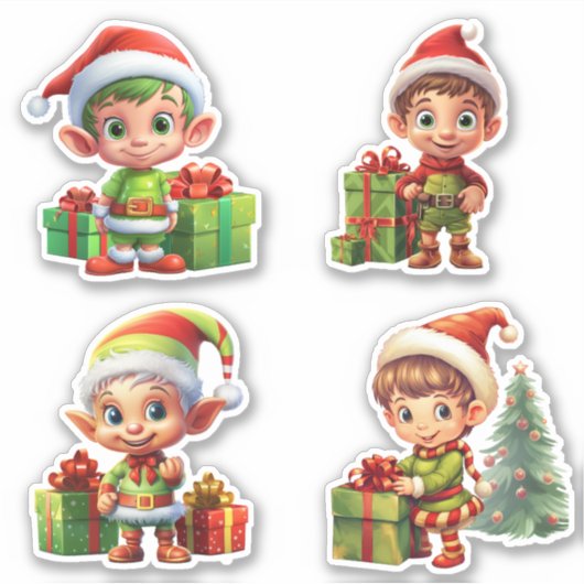 Schattigeste Prettige feestdagen Elf Gift Packing Sticker (Voorkant)