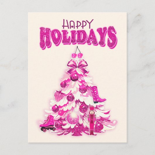 Schattigeste Prettige feestdagen Girly Pink Christ Briefkaart (Voorkant)