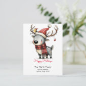 Schattigeste Prettige feestdagen rendier in een Sa Briefkaart (Staand voorkant)