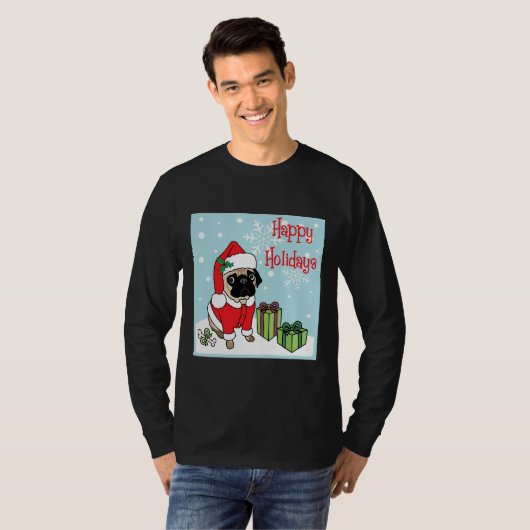 Schattigste Prettige feestdagen Pug Classic T-SH T-shirt (Voorkant volledig)