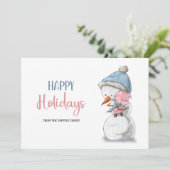Schattigste Prettige feestdagen Snowman Pig Feestdagenkaart (Staand voorkant)