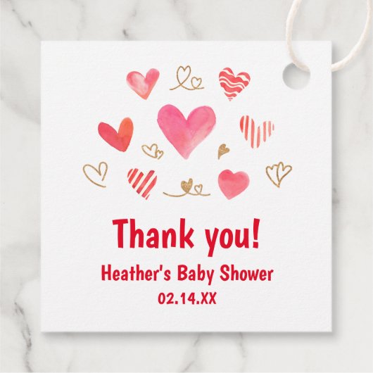 Schattje Valentijnsdag Baby Shower Dankjewel Bedankjes Labels (Achterkant)