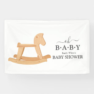 Schaukelpferd Baby Shower Minimalistische Baby Sho Spandoek