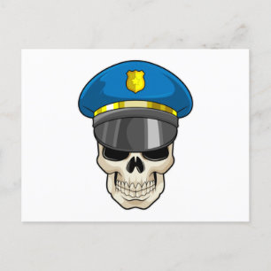 Schedel als politieagent met politiehoed briefkaart