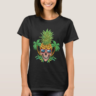 Schedel Ananas Aloha Stranden Hawaiaanse Bloemen T-shirt