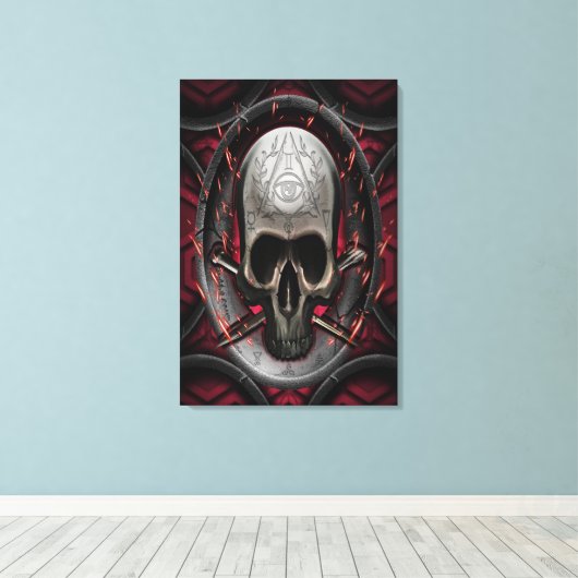 Schedel Ars longa Vita brevis Canvas Afdruk (Insitu (Houten vloer))