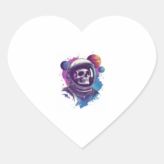 Schedel Astronaut Ontdekkingsreiziger Hart Sticker (Voorkant)