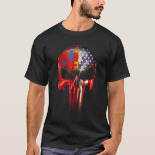Schedel Autisme Bewustzijn Amerikaanse Vlag Moeder T-shirt