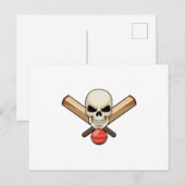 Schedel bij Cricket met cricketbat Briefkaart (Voorkant / Achterkant)
