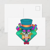 Schedel bij schaken met schaakstuk Toren Briefkaart (Voorkant / Achterkant)