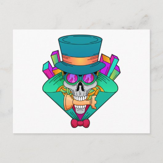 Schedel bij schaken met schaakstuk Toren Briefkaart (Voorkant)