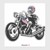 Schedel Biker met Amerikaanse vlag Sticker (Vel)