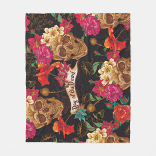 Schedel Bloemen Dag Dode Achtergrond Fleece Deken