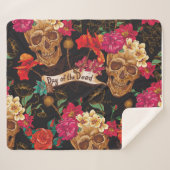 Schedel Bloemen Dag Dode Achtergrond Sherpa Deken (Voorkant (horizontaal))