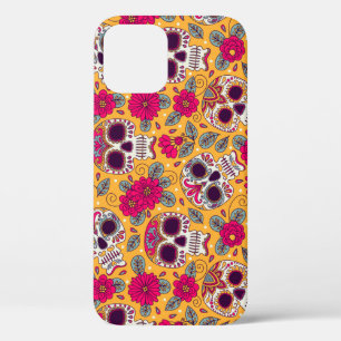 Schedel bloemen: Mexicaanse dag achtergrond iPhone 12 Hoesje