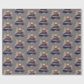 Schedel Boeken Grijs Goud Rozen Patroon Halloween Cadeaupapier (Vlak)