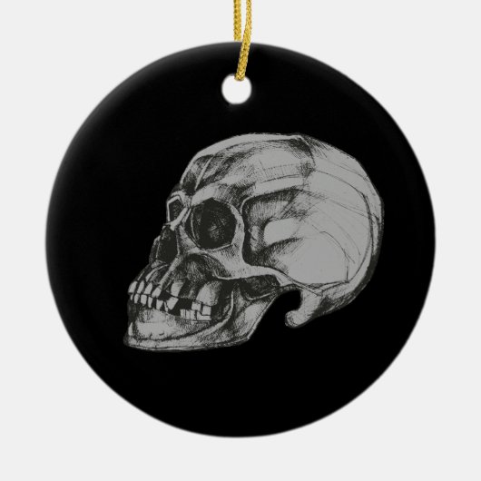 Schedel & Botten Halloween Keramisch Ornament (Voorkant)
