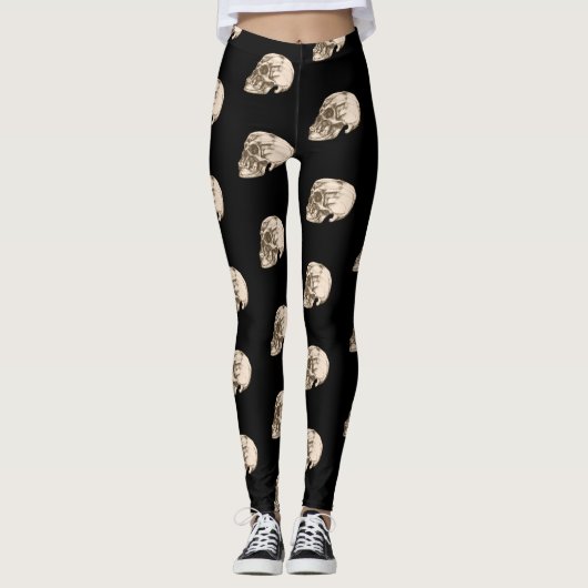 Schedel & Botten Halloween Leggings (Voorkant)