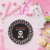 Schedel & Botten, Rode Halloween Feest Papieren Bordje (Feest)