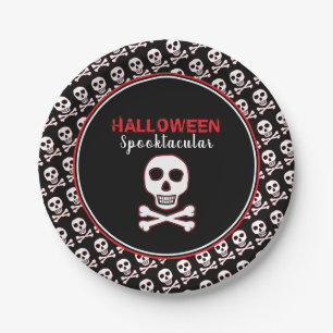 Schedel & Botten, Rode Halloween Feest Papieren Bordje