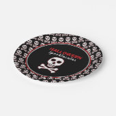 Schedel & Botten, Rode Halloween Feest Papieren Bordje (Gekanteld)