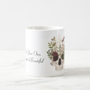 Schedel Bourgondië Bloemen Groene Bladeren Koffiemok