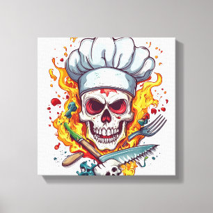 Schedel Chef Keuken Meester Canvas Afdruk