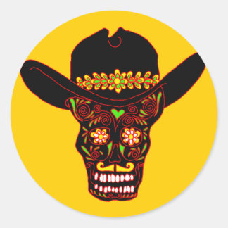 Schedel cowboy pet ronde sticker