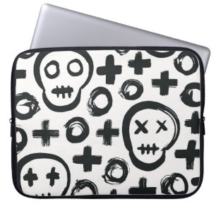 Schedel Cross Circle: Naadloze decoratie. Laptop Sleeve