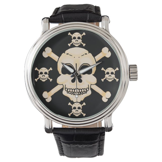 Schedel & Crossbones Polshorloge Horloge (Voorkant)