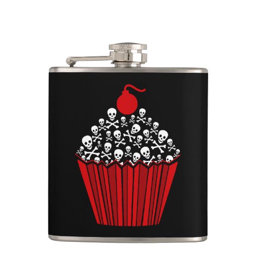 Schedel cupcake fles heupfles (Voorkant)