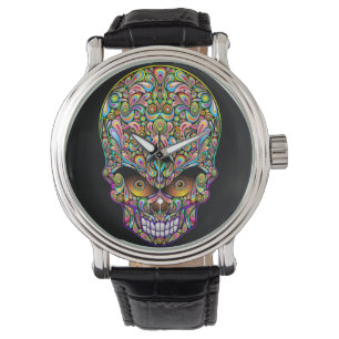 Schedel Decoratief Psychedelisch Kunstontwerp Horloge