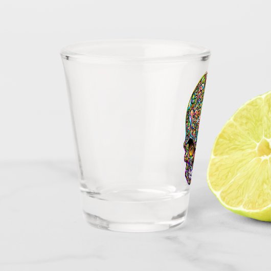 Schedel Decoratief Psychedelisch Kunstontwerp Shot Glas (Links)