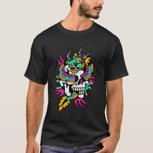 Schedel Draak Amerikaanse Traditionele Oude School T-shirt