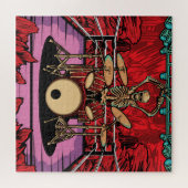 Schedel Drummer: Wrestler Ring Illustratie Legpuzzel (Horizontaal)