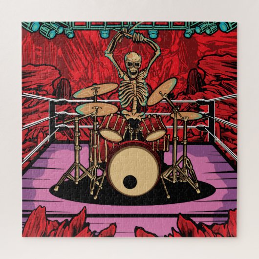 Schedel Drummer: Wrestler Ring Illustratie Legpuzzel (Verticaal)