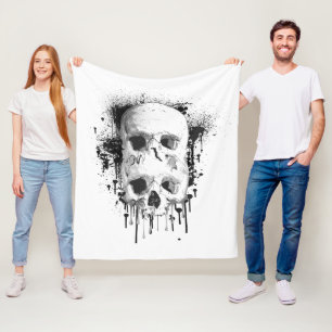 Schedel druppel zwart inkt spat grafische afbeeldi fleece deken
