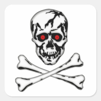 Schedel & Dwarsbeen! Vierkante Sticker