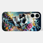 Schedel en bloemen bedekken Case-Mate iPhone case (Achterkant (horizontaal))